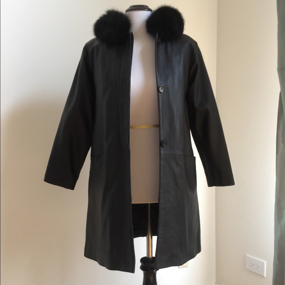 Monkey Wear Girls Black Leather Coat